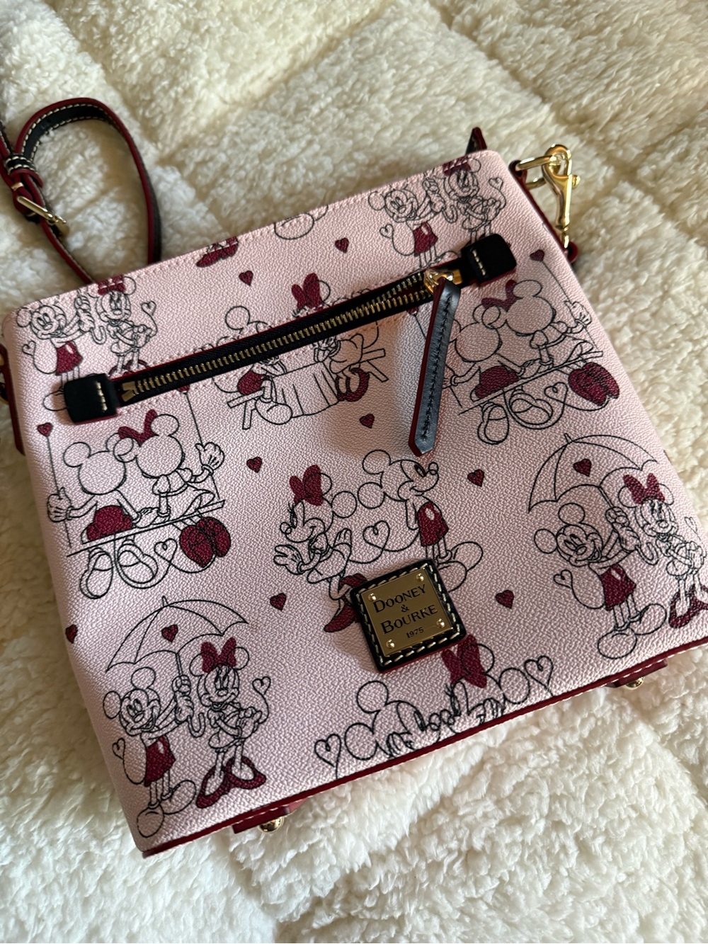 Dooney & Bourke Pink & Burgundy Minnie Mouse Crossbody Bag